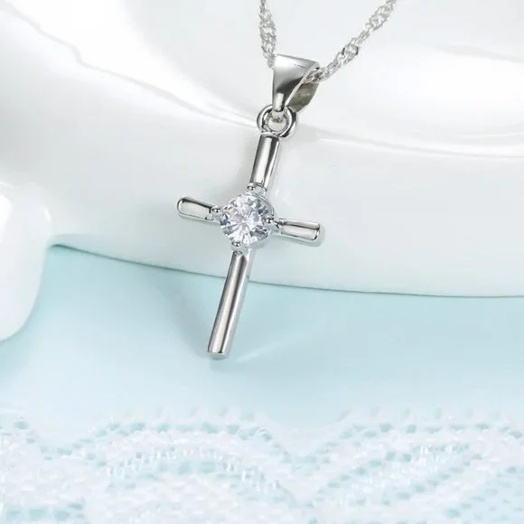 Cross Necklace Earrings 925 Sterling Silver Bundle Set - Picture 6 of 8
